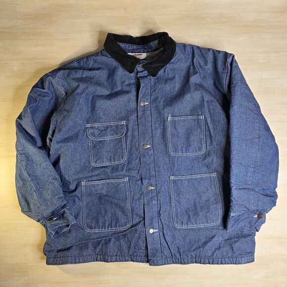 Vintage Bob Barker Denim Jacket Chore Barn Blanket Lined Ranch Coat Size 3XL - Picture 1 of 10